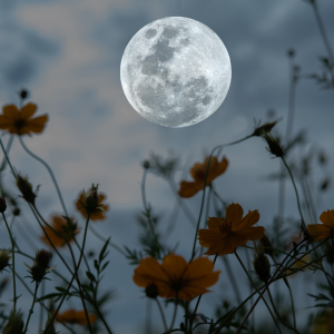 moon and plants
